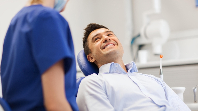 Man at dentist in mount pleasant wa